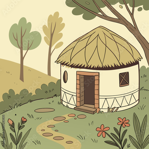 a-small-round-village-hut-with-a-thatched-roof--su