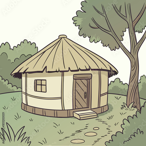 a-small-round-village-hut-with-a-thatched-roof--su