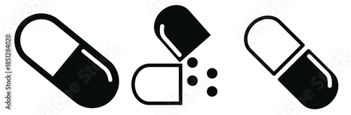 Set of capsule pill icons for medicine and pharmacy isolated on transparent background vector