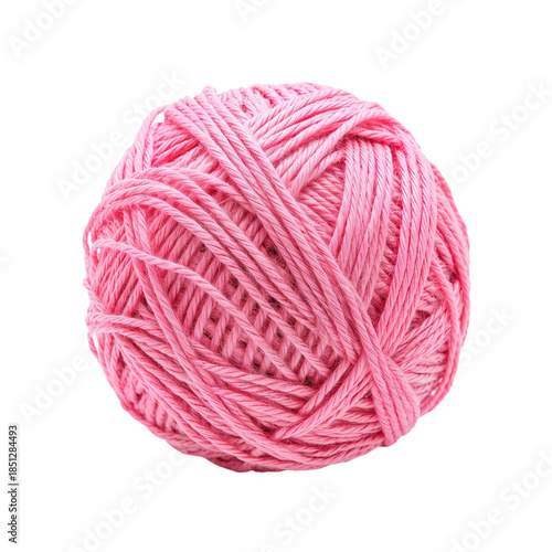 Bright Pink Yarn Ball on a White Background With Soft Textures for Crafting a...