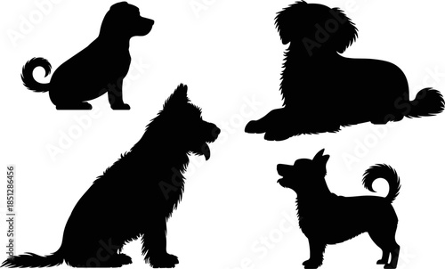 Wallpaper Mural Vector Illustration of Various Dog Silhouette Set Featuring Different Breeds of Puppies and Adult Canines for Pet and Animal Concepts Torontodigital.ca