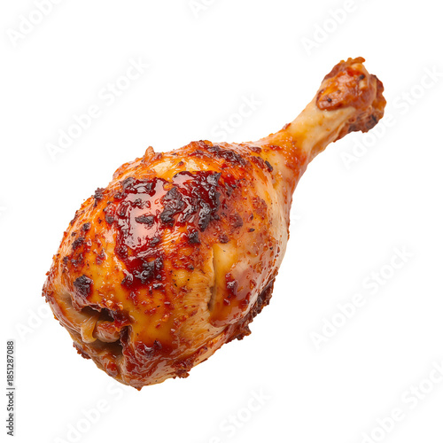 Grilled Chicken Drumstick With Seasoning on a White Background
