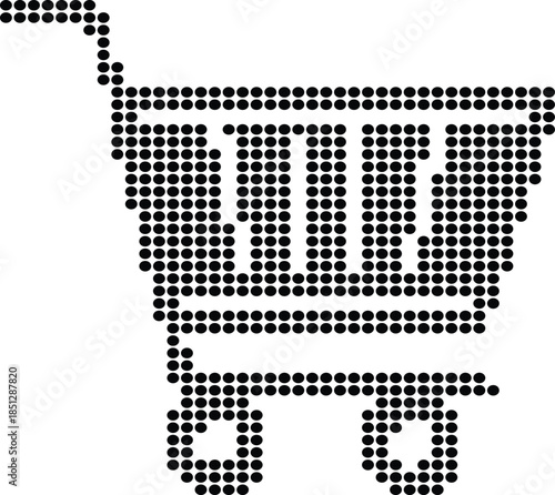 Shopping Cart Icon Dot Matrix Design For Ecommerce Retail Purchase