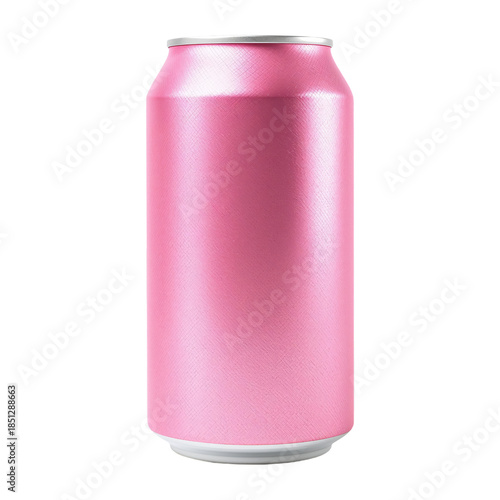 Bright Pink Soda Can With Smooth Surface and Metallic Finish on a Light Backg...