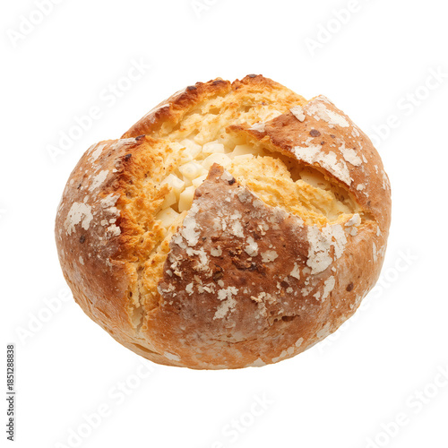 Freshly Baked Round Bread With a Golden Crust and Light Texture in a Simple S...