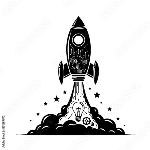 Rocket launching with lightbulb idea