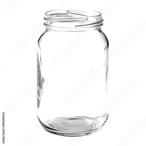 Glass Jar With Lid on White Background for Storage or Decoration Purposes