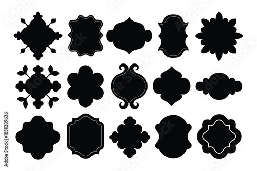 Vintage Decorative Frame Silhouette Set and Ornamental Label Design Elements