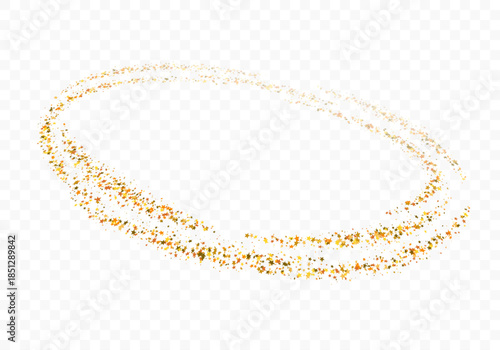 Golden confetti stars flying in a circle isolated on a light background. Vector illustration.