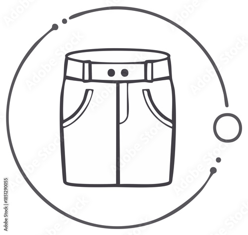 Pencil Skirt Clothing with Belt and Pockets Line Art Fashion Accessories