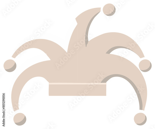 Monochrome Jester Hat or Fools Cap Vector Illustration Isolated