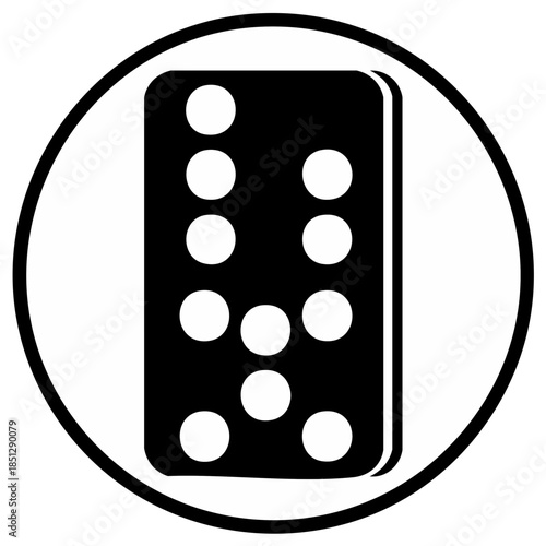 Domino piece with white dots in a black frame. Illustration for game and design.
