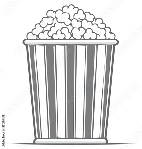 Popcorn bucket graphic with overflowing fluffy treat for snack time