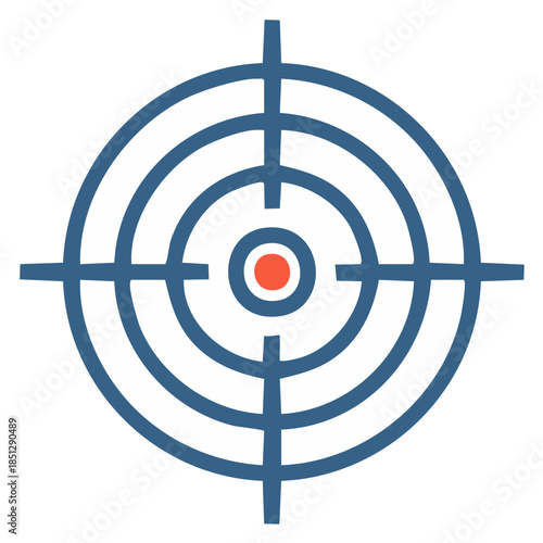 Bullseye Target Symbol Icon with Concentric Circles and Red Center