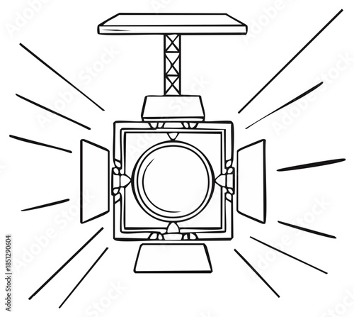 Studio Spotlight Shining Brightly Outline Film Production Lighting Equipment