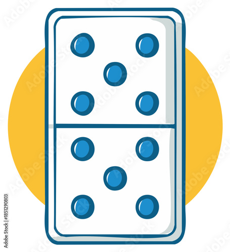 Hand-drawn illustration of a double-five domino tile for a classic board game