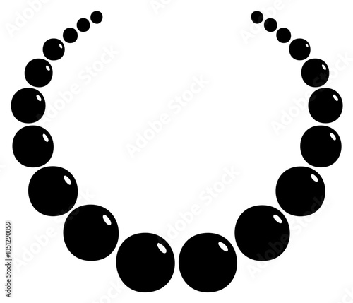 Elegant black beads necklace in simple graphic design forming an arc decoration
