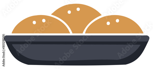 Bowl of fresh homemade rolls graphic element cooking illustration