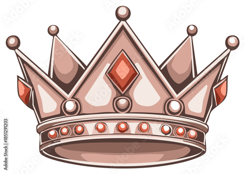 Elegant Golden Crown with Red Jewels and Ornate Details