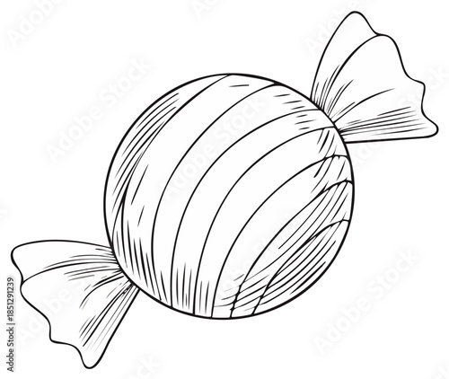 Hand drawn sketch of a classic wrapped candy with stripes a sweet treat illustration