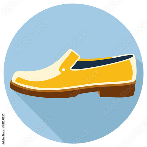 Stylish Yellow and White Loafer Shoe Elegant Fashion Accessory Graphic