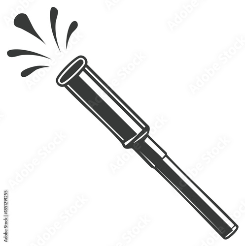Vector Illustration of a Retro Style Grease Gun with Fluid Spraying, Automotive Machinery, Repair Tools