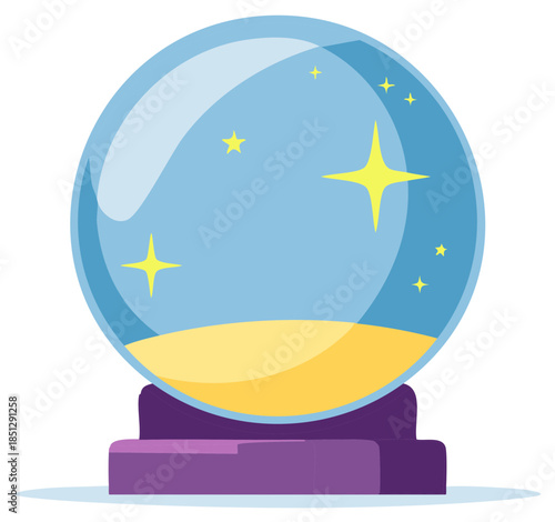 Stylized Fortune Telling Crystal Ball with Stars and Predictions
