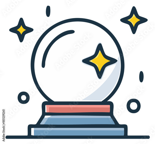Magical Crystal Ball Fortune Telling Oracle Future Prediction Sparkle Icon Illustration