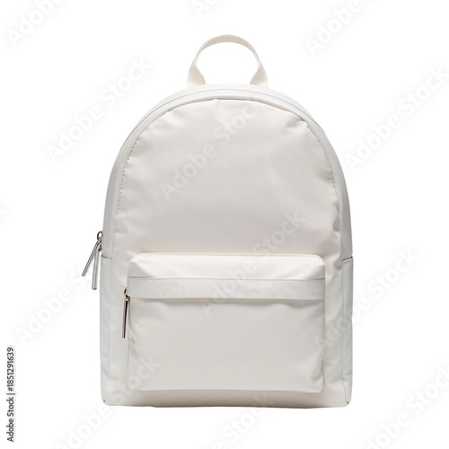 White Backpack With a Front Pocket and a Simple Design for Everyday Use