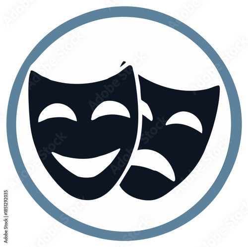 Classic comedy and tragedy theatre masks icon representing drama emotion and performance art