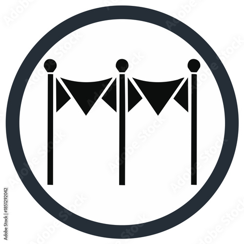 Event celebration party decoration triangular flags and poles icon vector