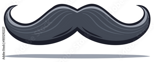 Stylized Gray Mustache Graphic with Shadow for Design and Illustration Purposes