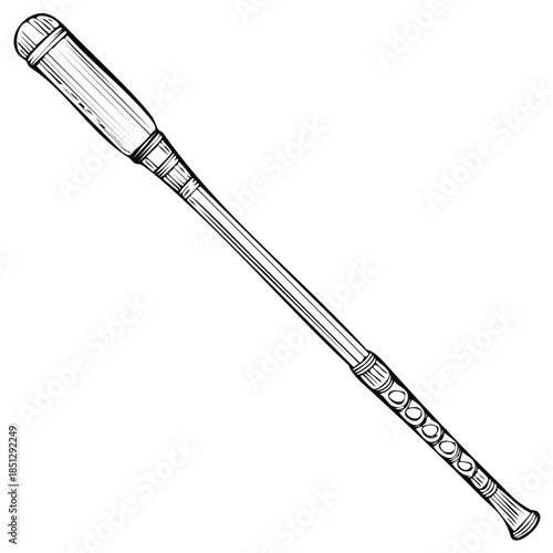 Line Art Drawing of Ancient Egyptian Scepter or Staff of Power