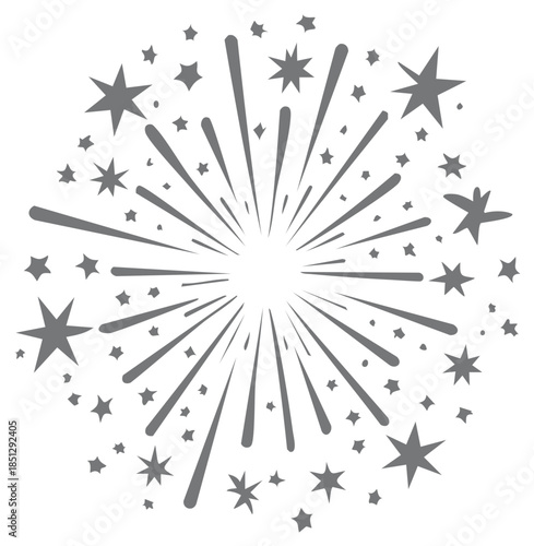Gray Starburst and Firework Exploding Design Element