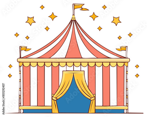 Colorful Circus Tent Illustration with Stars