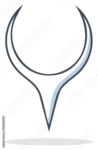 Modern Abstract Location Pin Icon with Elegant Curved Top Vector Graphic