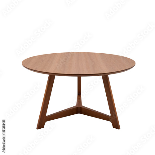 Round Wooden Table With Four Legs Placed in a Simple Setting