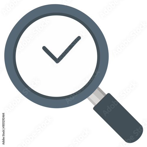 Magnifying Glass Inspecting Verification Symbol Icon Illustration Confirmation Approved Process Exploration Review Sign