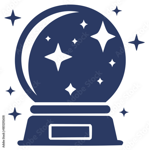 A mystical crystal ball with sparkling stars for fortune telling and magic