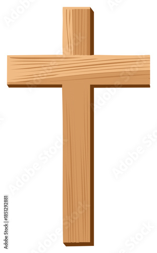 Simple Wooden Cross Illustration Depicting Christian Symbolism and Religious Themes