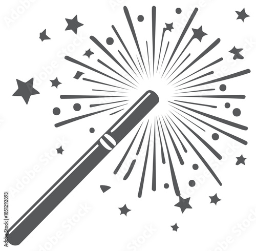 Magic Wand with Sparkles and Stars, Wizardry, Fairytale, Celebration, or Fantasy Concept