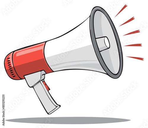 Cartoon Megaphone Vector Design with Sound Waves Loudspeaker Announcement and Public Address System