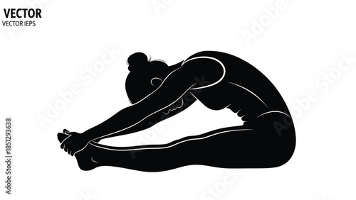 Black silhouette of a cat licking its paw in a relaxed pose
