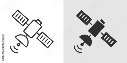 AI Satellite icon representing intelligent space technology, featuring a satellite with circuits or neural patterns to symbolize data transmission, communication, and advanced satellite systems.