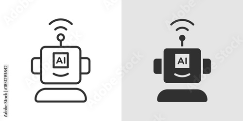 AI Smart bot icon representing intelligent automated assistance, featuring a robot or chatbot with neural or circuit elements to symbolize interactive, data-driven communication.
