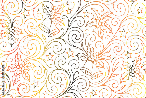 Elegant holiday pattern with bells and snowflakes Vector