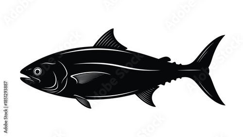 Black and white of a fish with whiskers silhouette