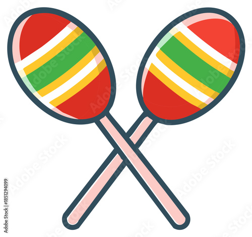 Colorful stylized maracas illustration for music and celebration