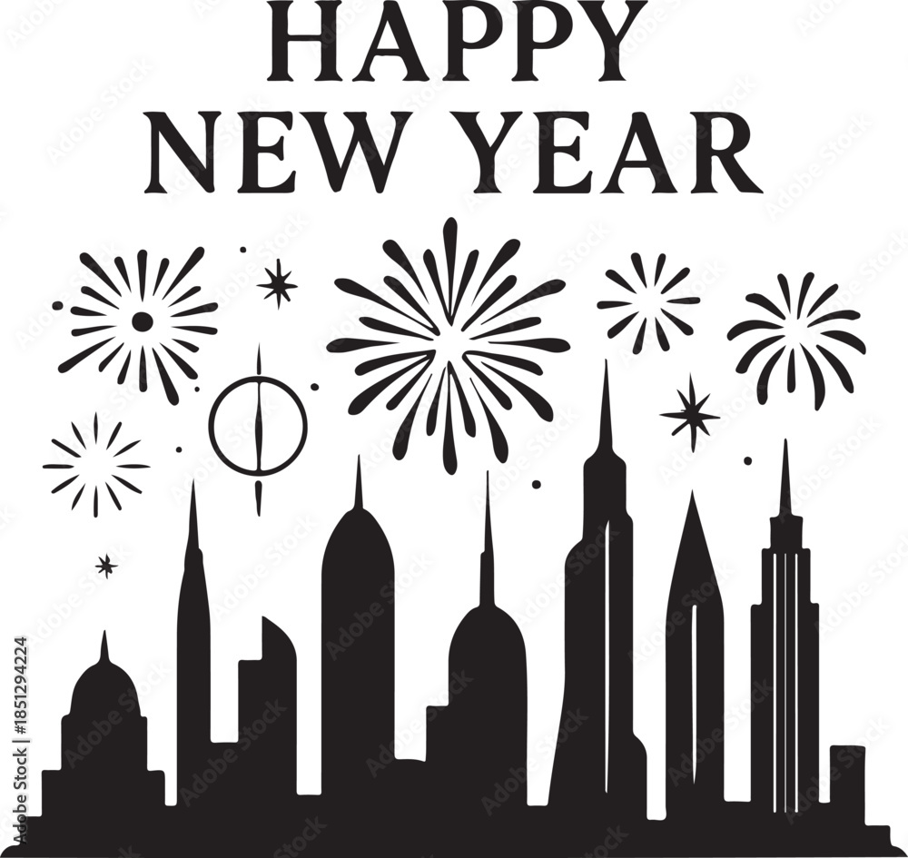 Obraz premium Happy new year celebration in cityscape Vector