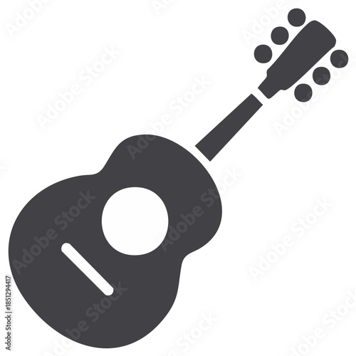 Acoustic guitar icon silhouette symbol for music and entertainment